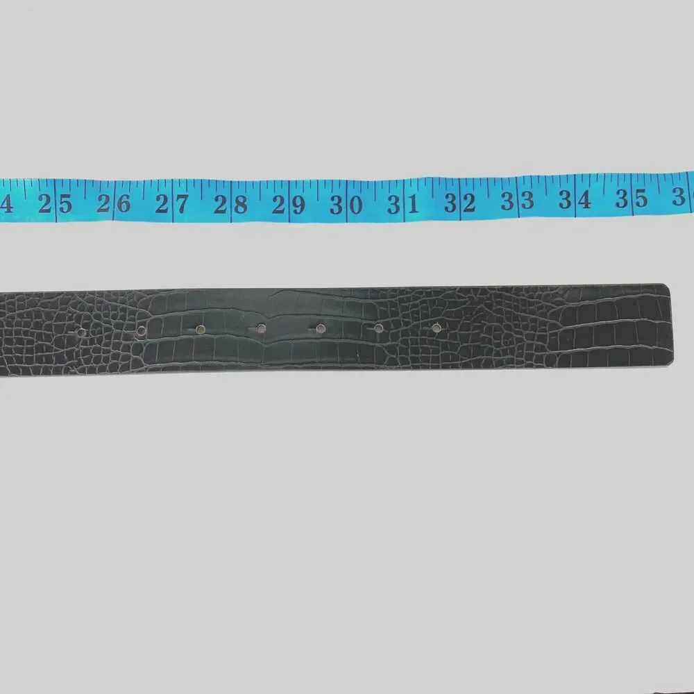 Target Women's New Belt Size S Black PU Bonded Leather Gold Buckle 1-1/2